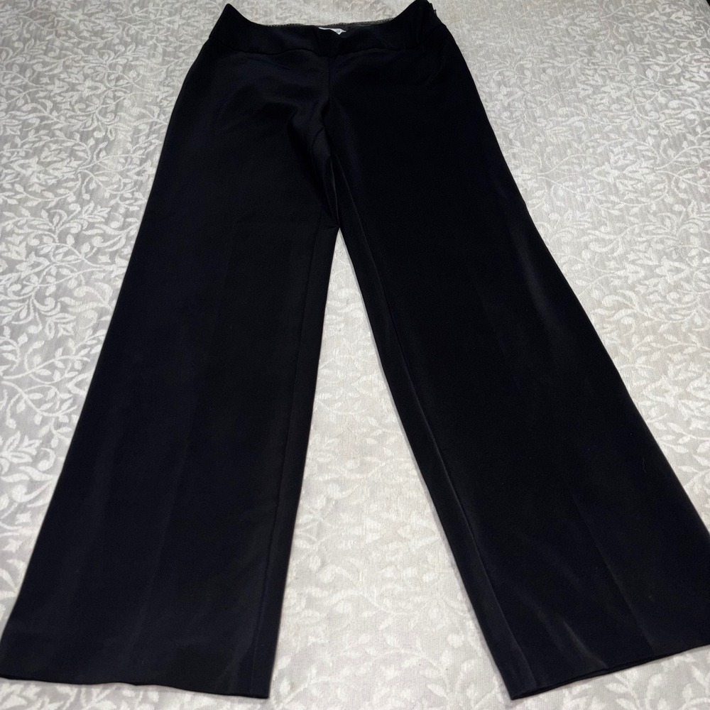 White House Black Market Wide Leg Trousers Women 6R Black Excellent Side Zip